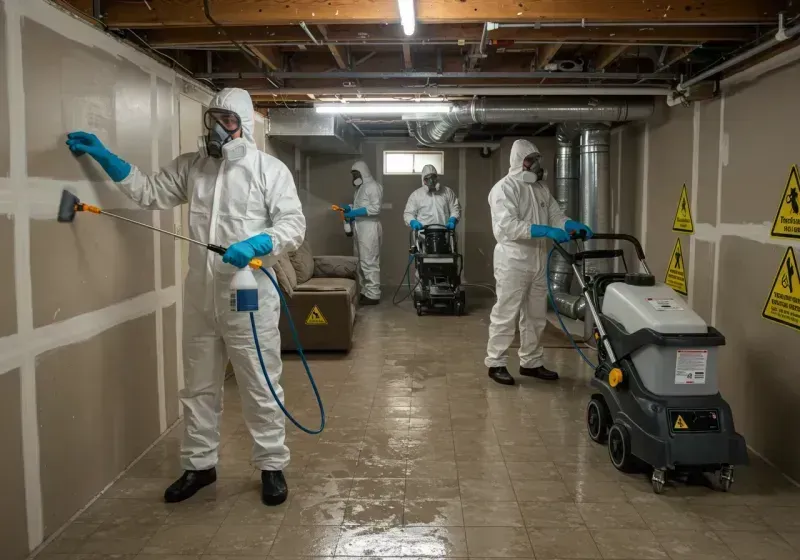 Basement Moisture Removal and Structural Drying process in Cortland, OH